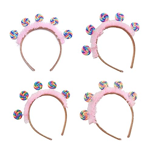 Toddler Pleated Lace Lollipop Shape Headband Amusement Children Day Party Festival Hair Hoop For Couple Headpiece2