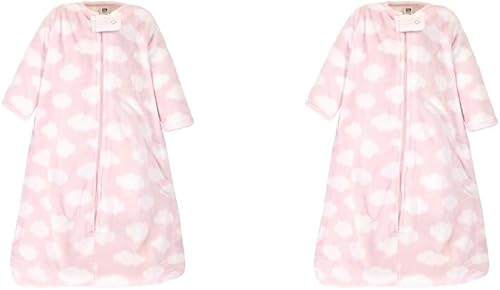 Miniatura 1 de Hudson Baby Saco de dormir unisex de felpa para bebé, manta, nubes rosas, 18-24 meses (paquete de 2)