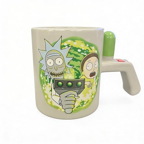 Rick and Morty Official 3D Portal Gun Mug 350ml Ceramic Coffee Cup Rick Sanchez & Morty Smith Green Portal Design Adult Swim Novelty Collectible Gift