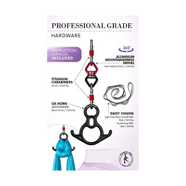 Professional-11-Yards-Aerial-Silks-Equipment-for-All-Levels-Medium-Stretch-Aerial-Yoga-Swing-Hammock-Kit-Perfect-for-Indoor-Outdoor-Aerial-Dance-Circus-Arts--ALL-Hardware-Included Professional 11 Yards Aerial Silks Equipment for All Levels - Medium Stretch Aerial Yoga Swing & Hammock Kit - Perfect for Indoor Outdoor Aerial Dance, Circus Arts – ALL Hardware Included (Sky Blue)