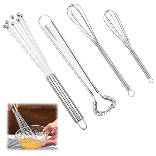 4 Stück Mini Schneebesen Schneebesen Set Rührbesen Whisk Edelstahl Leicht Zu Reinigen Multifunktionale Küchenutensilien