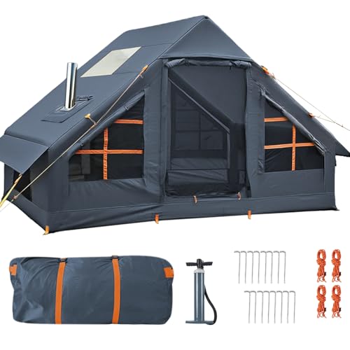 Image of Inflatable Tents for Camping,Easy Blow Up Tent with Hand Pump,4 Seasons Waterproof Air Inflatable Camping Tent House for Family Weekend Camping