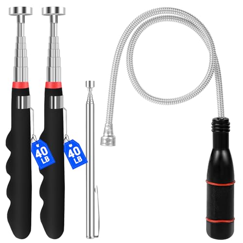 4Pcs Telescoping Magnetic Pickup Tool with 40lb Pull Force, 30in Telescopic Strong Magnet Sticks,...