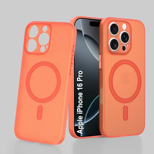 Image of ZAP CASE Paper Thin Case for iPhone 16 Pro | Ultra-Slim 0.5 mm Back Cover | Metal Buttons | Lightweight | Matte Finish | Anti-Fingerprint | Scratch Resistant | Camera Protection | Magsafe | Orange
