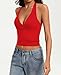 Avidlove Women's Halter Top Deep V Going Out Tops Double Lined Sexy Backless Summer Crop Tank Top (Red, XXL)