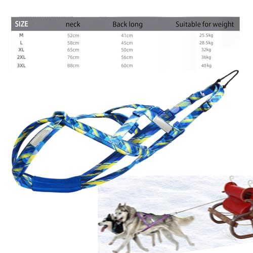 Colcolo Hunde-Laufgeschirr, Zuggeschirr, Geschwindigkeitstraining, Sport, Profi, Schlittengeschirr, Blau M