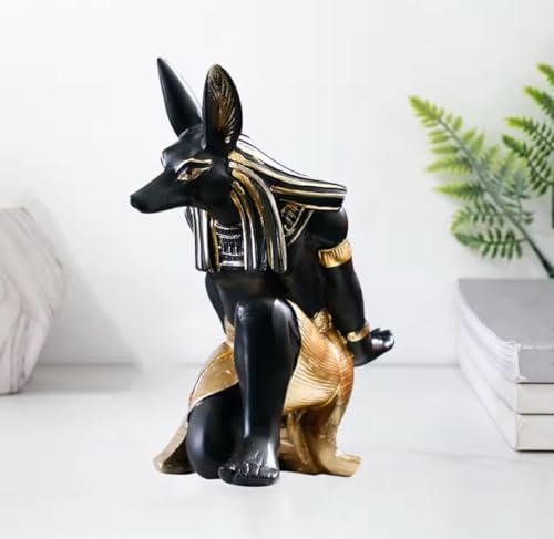 Blue Coral Resin Anubis Dog God Wine Rack Figurines Bastet Bottle Holder Gamepad Mobile Phone Controller Holder Cat Statue Restaurant Cabinet Tabletop Decor Item (1)