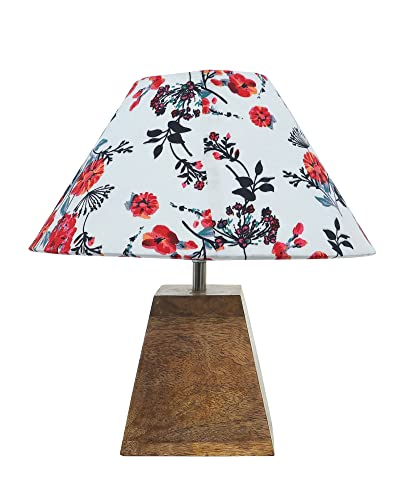Image of Homesake Wooden Base Pyramid Table Lamp, Lamps for Living Room, Bedside Night Lamp, Lamp for Bedroom Decoration, Modern Home Decorative Light, Desk Lamp,Study Lamp, Home Decor, Marigold Shade