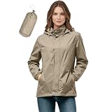 NUSGEAR Chaqueta Impermeable Mujer con Capucha Color Sólido - Chubasqueros Mujer Ligero Transpirable Abrigo Manga Larga para Primavera y Verano Deportiva