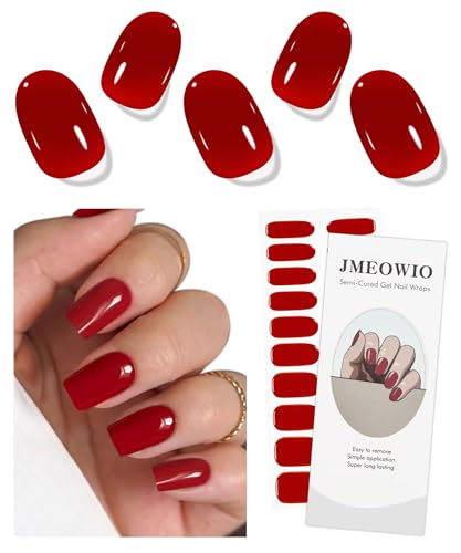 JMEOWIO Unghie Gel Adesive UV Rosso Scuro Smalto Adesivo per Unghie Gel Nail Stickers Decorazioni Unghie Nail Art Disegni
