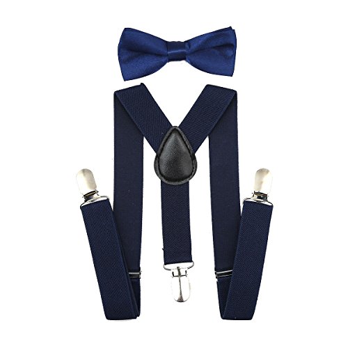 Opiniones de Monos para Niño más recomendados. 44 Set De Tirantes Y Moño Para Niño (Unisex), Variedad de Colores (Azul Marino)