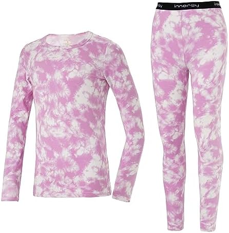INNERSY Girls Base Layer Thermal Underwear Shirts Legging Pants Set Kids Lightweight Long Johns