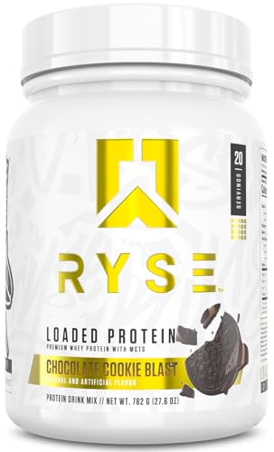 Image of RYSE Loaded Protein Powder - Chocolate Cookie Blast - 25g Whey Protein Isolate & Concentrate with Prebiotic Fiber & MCTs - Low Carb, Low Sugar, Digestive-Friendly - 20 Servings / 1.5 lb Tub