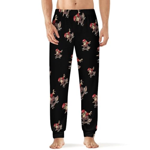 Skateboard Monkey Men's Pajama Pant Soft Patterned Straight-Fit Jogger Sleep Pants Casual Lounge Sleepwear PJs