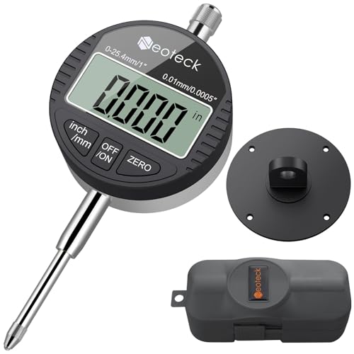 Neoteck DTI LCD Compratore Centesimale Digitale 0.01/0.0005'' Indicatore Digitale Calibro di Precisione 0-25.4mm/1'' Comparatore Elettronico Pollice/Metrica Professionale con Coperchio Posteriore
