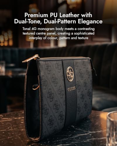 Image of CG MOBILE Guess Phone Wallet Bag Officially Licensed, PU Leather with Middle Stripe, 4G Metal Round & Classic Logo & Strap | Phone Pouch with Crossbody Strap, Protective Phone Holder for Unisex