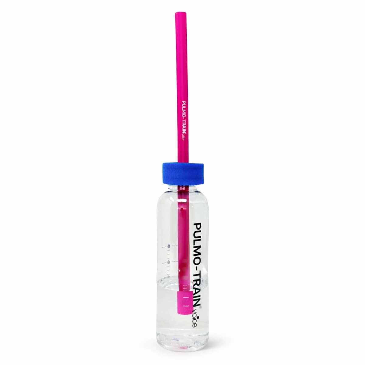 Original PULMO-TRAIN Voice Silikonschlauch-Set – für Stimmtraining, Sprech- und Gesangsübungen – mit Flasche und Halterung (pink, 1 Set)