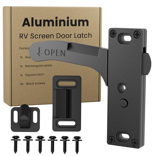 Safoner Aluminum RV Screen Door Latch Left Handle Replacement Kit for Travel Trailer, Camper, Motorhome- RV Accessories for Inside