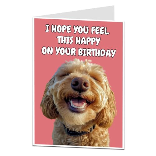 LimaLima Cockapoo Birthday Card For Men Women Girls & Boys Hope You Feel This Happy