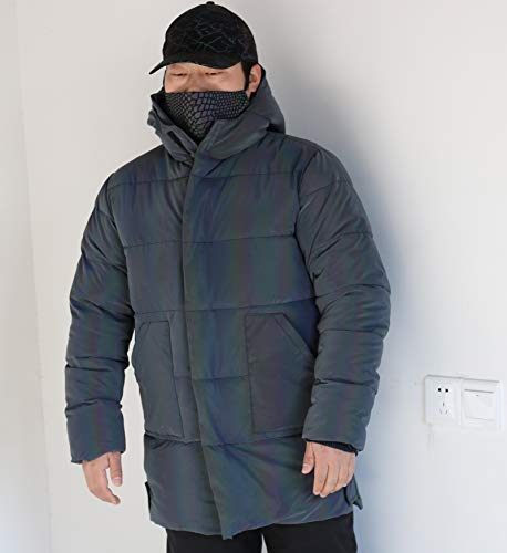 LZLRUN Rainbow Reflective Winter Down Jacket Coat Thick Warm Cotton Windbreaker Hooded2