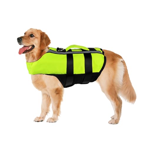 PETLESO Hundeschwimmweste Rettungswesten für Hunde Reflektierende Schwimmweste für Hunde mit Rettungsgriff-L