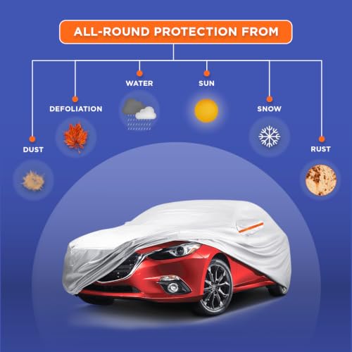 Image of myTVS 100% Waterproof Car Body Cover for Renault Duster (2012-2019) - Custom-Fit, Double-Layer, UV & Dust Proof, Mirror Pockets & Elastic Clip Lock (CSK 7B)