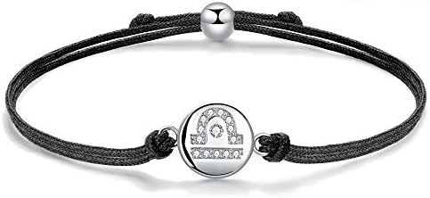 J.Endéar Constellation Bracelet for Birthday, 925 Sterling Silver Handmade Cord Filigree 24cm Adjustable Bracelet Lucky Horoscope Birthday Gift for Girls Kids Women