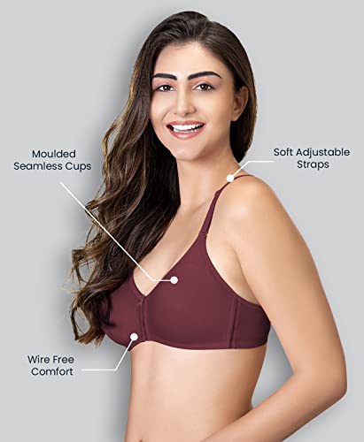 Image of Lyra Women's Cotton Non Padded Wire Free Seamless Bra Wine