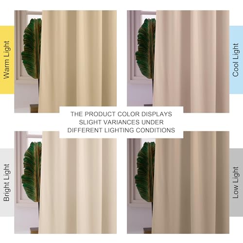 NICETOWN Beige Room Darkening Curtains for Backdrops, Thermal Insulated Noise Reducing Velvet Curtains for Film, Extra Long Window Curtains for Large Door Windows (2 Panels, 52" Wide x 134" Long) by NICETOWN - Image 8