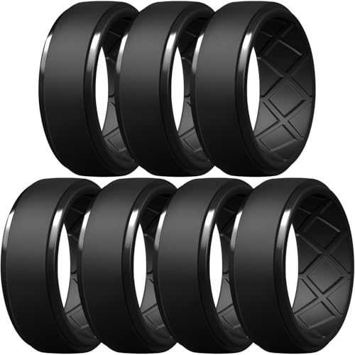 Egnaro Silicone Rings For Him, 9mm Wide Flexible Work Rubber Wedding Bands