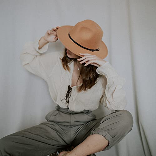 Lisianthus Women Belt Buckle Fedora Hat Camel #TOP6