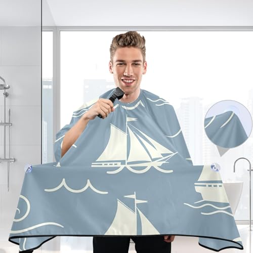 Capa impermeable para cortar cabello Qilmy azul 65" x 55" miniatura 5