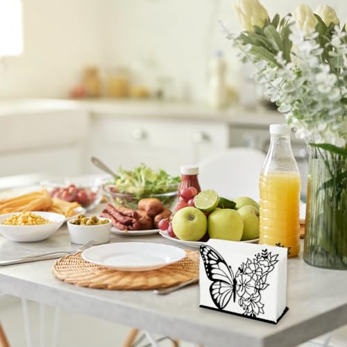 Porte-serviettes papillon en fer noir pour table - 8