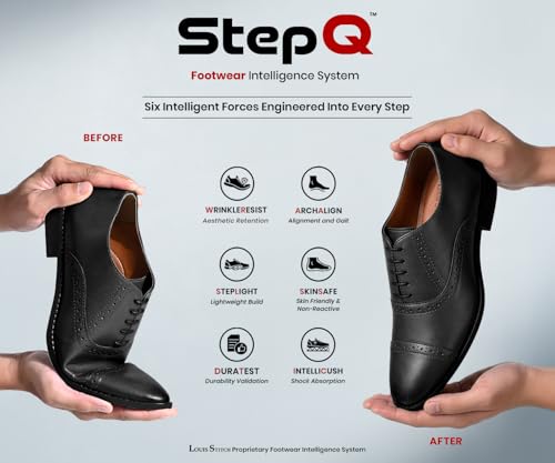 Image of LOUIS STITCH Men's Formal Lace-up Oxford Shoes for Men | Solid Design | Ideal for Formal, Business Casual, and Parties (LSRGOXJB -)