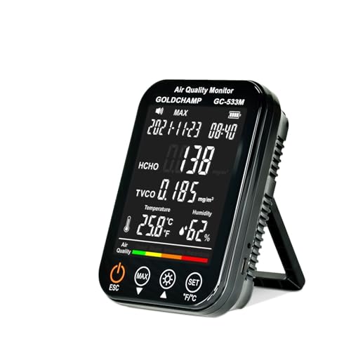 Détecteur de gaz Détecteur de dioxyde Carbone CO2 sans Fil, Moniteur qualité l'air intérieur, Portable 3 en 1, testeur pour Le Travail et la Maison(Standard Version)