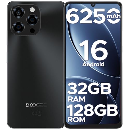 DOOGEE Note 58 Android 16 Unlocked Phones, 32GB+128GB/2TB Expand Cell Phone, 6.6''HD+90Hz Dispaly, 6250mah Battery, 4G Dual Sim Unlocked Smartphone, Widevine L1/NFC/OTG/Face Unlock Android 1