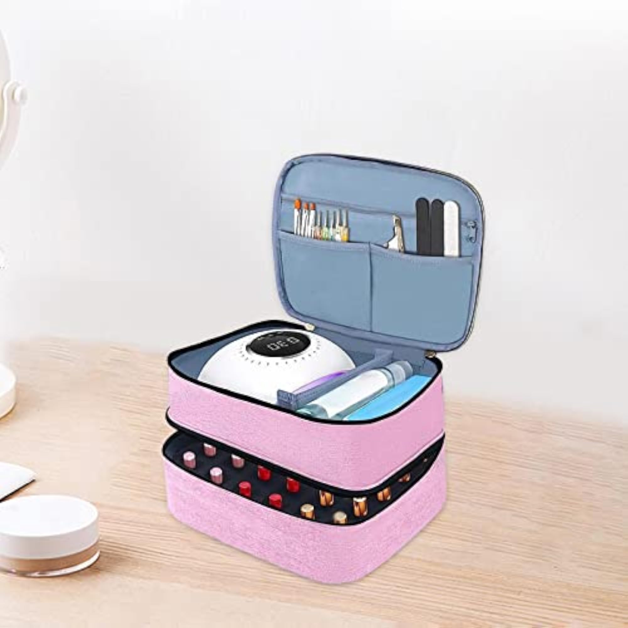 Nail Polish Storage Bag for Manicure Tools, Pink