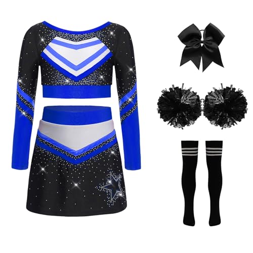 Disfraz de porrista para niñas con falda y accesorios miniatura 3
