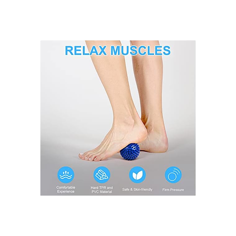 URAQT Spiky Massage Ball Set, 2 Pack Physical Therapy Massage Balls, Hard Lacrosse Ball & Spiky Massage Ball for Myofascial Release and Trigger Point Deep Tissue Massage (Blue) - Image 5