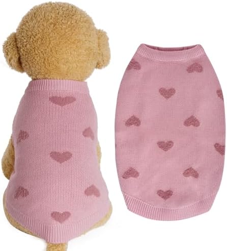 Dog Heart Sweater Classic Knitted Puppy Sweater Warm Pet Holiday Dog Clothes Cat Sweater Outfits for Small Cats and Dogs