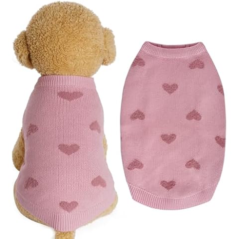 Dxhycc Dog Heart Sweater Classic Knitted Puppy Sweater Warm Pet Holiday Dog Clothes Cat Sweater Outfits for Small Cats and Dogs Cover