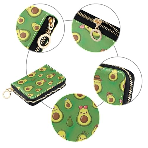 Colored Women's Wallets Small Cute Card Holder RFID Blocking Cute Cartoon Avocados Green Zipper Wallet with Coin Pouch4