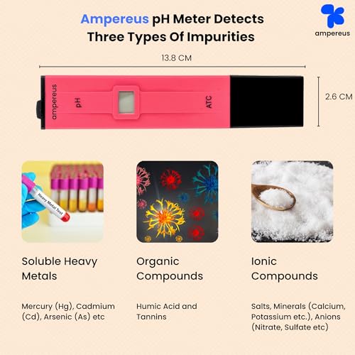Image of AMPEREUS Digital pH Meter | Water Quality Tester for Home, RO, Aquarium & More | Accurate Water Purity, pH Level & TDS Checker for Reliable Testing