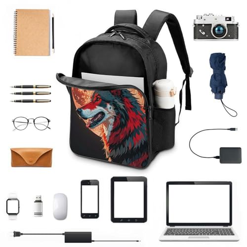 Red Moon Outdoor Wolf Backpack Large Capacity, 16 Inch Laptop Backpack with 2 Compartment, Ergonomic Heavy Duty Travel Bag for Men & Women3