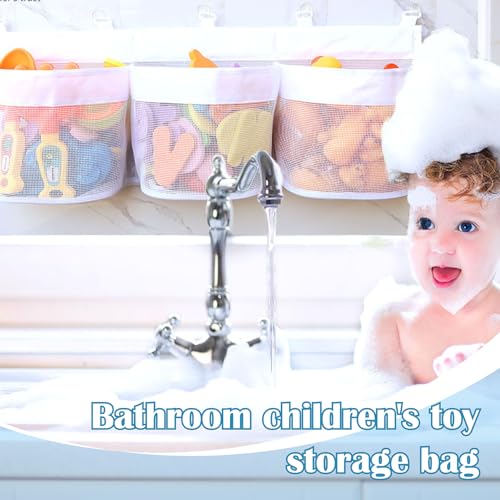 Miniatura 6 de Sztqqing Bolsa Juguetes Bañera Con 3 Compartimentos En Red - Extragrande Con 5 Ganchos Autoadhesivos, Secado Rápido Para Baño Infantil Y Niños