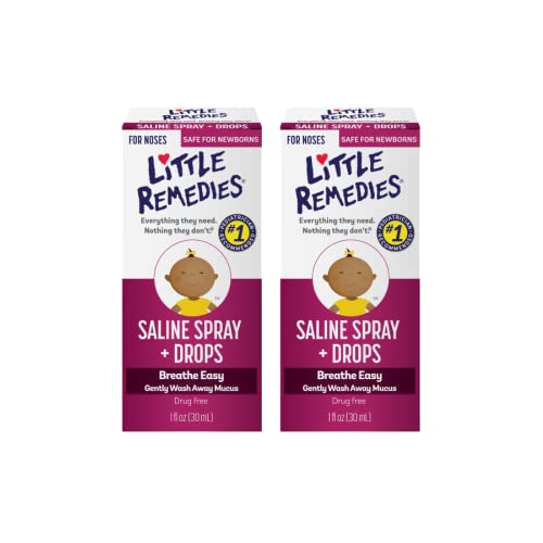 Little Remedies Saline Spray/Drops for Dry for Stuffy Noses, 1-Ounce (30 ml) (Pack of 2)
