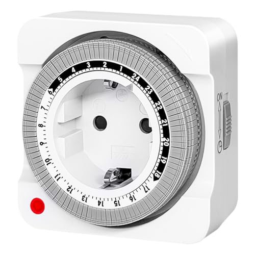 Mechanische Zeitschaltuhr Steckdose, AaiVrylliz 24-Stunden-Programm für Innenbereich, 96 Segmenten 15 min Schaltintervall Timer, Täglicher EIN-/Aus-Zyklus, für Lichter, Lampen