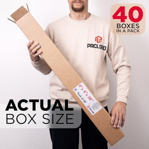 Image of Tall Cardboard Boxes 4 inchL x 4 inchW x 38 inchH (Pack of 40) - USA-Made Packing Boxes for Moving, Shipping, or Storage - USPS, UPS, FedEx Approved - Professional Packing Supplies for Moving | USA-Made Packing Boxes for Moving, Shipping, or Storage - USPS, UPS, FedEx Approved - Professional Packing Supplies