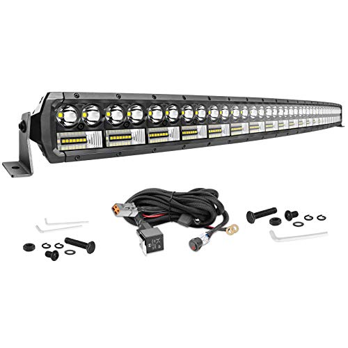 54 Inch Curved LED Light Bar, SWATOW INDUSTRIES 702W Dual Row LED Bar with Wiring Harness Spot Flood Combo Light Bar Offroad Lights LED Driving Lights Fog Light for Truck Off-Road ATV UTV SUV Car Boat