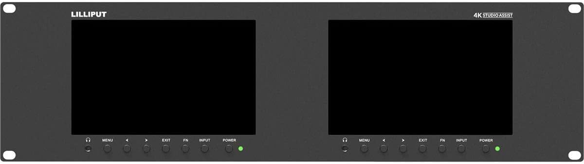 LILLIPUT Dual Rackmount Monito 7" RM-7029S 3-RU Rackmount Monitor with 3G-SDI /HDMI 2.0 Scope view support up to 1080p 60Hz SDI and 2160p 60Hz HDMI video